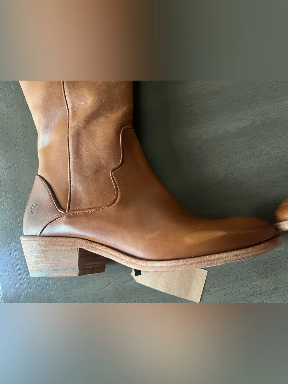 Frye Carson Piping BrownLeather Tall Knee High, Extended Calf.  Size 8